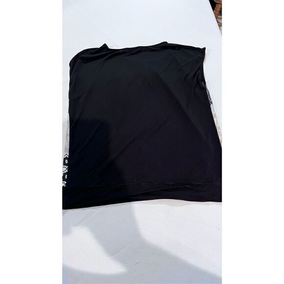 Calvin Klein Women's Sleeveless Top Shirt Patterned Stretch Black White Large - Picture 10 of 10